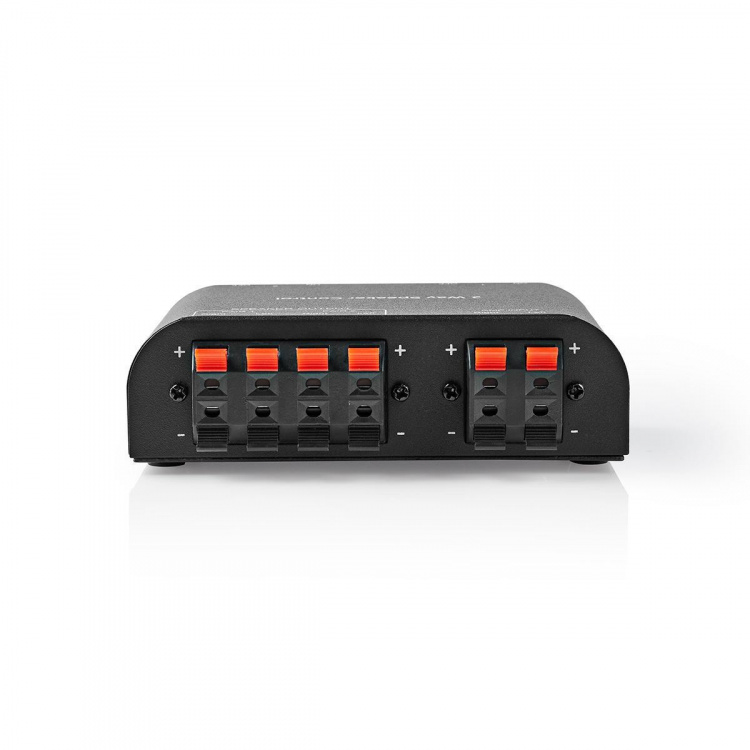 Nedis Speaker Control Box | 2 poort(en) | Klemmen | Luidspreker Impedantie: 4-16 Ohm | Maximale Belasting per Kanaal: 150 W | Aluminium | Zwart