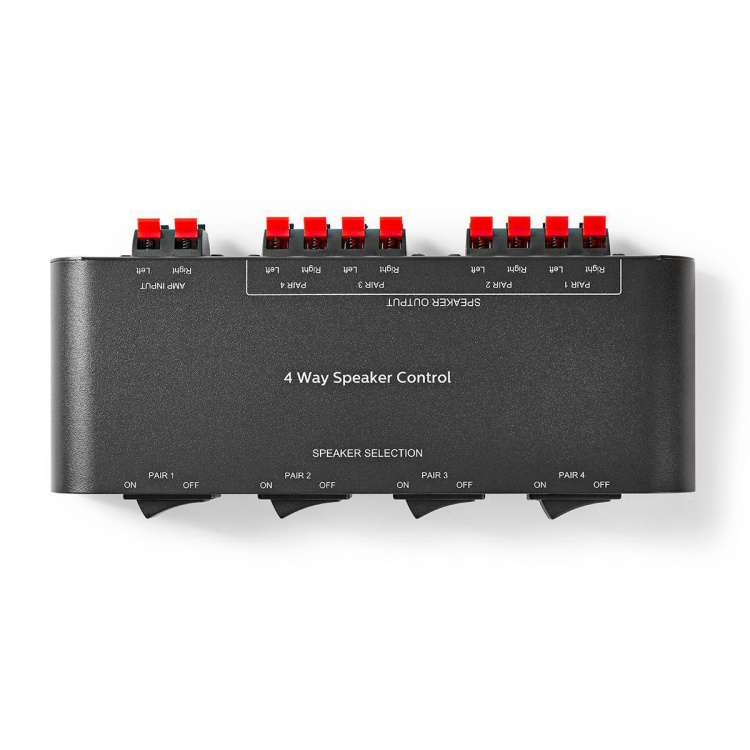 Nedis Speaker Control Box | 4-Poorts poort(en) | Klemmen | Luidspreker Impedantie: 4-16 Ohm | Maximale Belasting per Kanaal: 200 W | Aluminium | Zwart Nedis Speaker Control Box | 4-Poorts poort(en) | Klemmen | Luidspreker Impedantie: 4-16 Ohm | Maximale Belasting per Kanaal: 200 W | Aluminium | Zwart