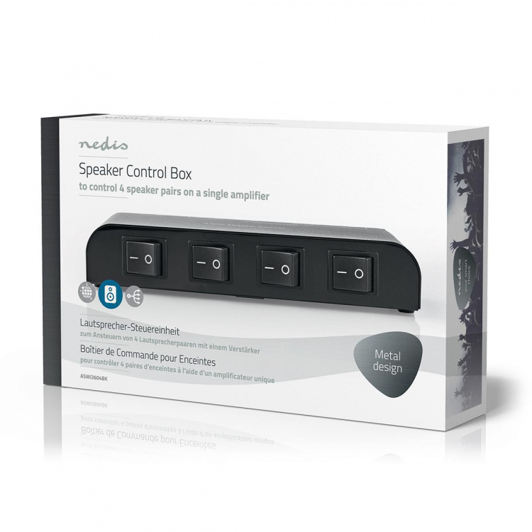 Nedis Speaker Control Box | 4-Poorts poort(en) | Klemmen | Luidspreker Impedantie: 4-16 Ohm | Maximale Belasting per Kanaal: 200 W | Aluminium | Zwart Nedis Speaker Control Box | 4-Poorts poort(en) | Klemmen | Luidspreker Impedantie: 4-16 Ohm | Maximale Belasting per Kanaal: 200 W | Aluminium | Zwart