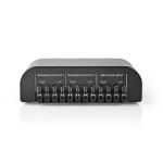 Nedis Speaker Control Box | 2 poort(en) | Terminal Schroeven | Luidspreker Impedantie: 4-16 Ohm | Maximale Belasting per Kanaal: 150 W | Aluminium | Zwart