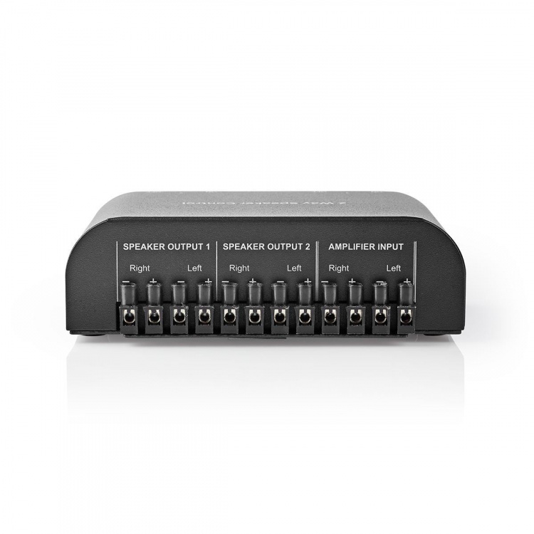 Nedis Speaker Control Box | 2 poort(en) | Terminal Schroeven | Luidspreker Impedantie: 4-16 Ohm | Maximale Belasting per Kanaal: 150 W | Aluminium | Zwart