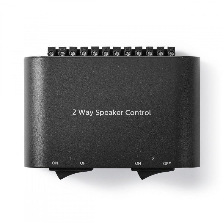 Nedis Speaker Control Box | 2 poort(en) | Terminal Schroeven | Luidspreker Impedantie: 4-16 Ohm | Maximale Belasting per Kanaal: 150 W | Aluminium | Zwart