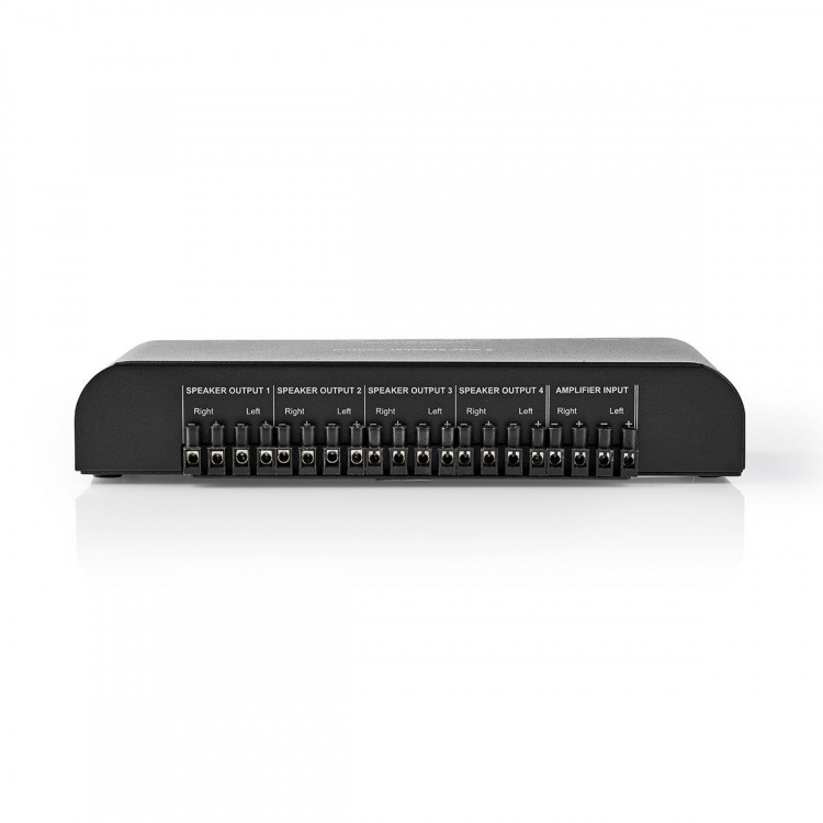 Nedis Speaker Control Box | 4-Poorts poort(en) | Terminal Schroeven | Luidspreker Impedantie: 4-16 Ohm | Maximale Belasting per Kanaal: 200 W | Aluminium | Zwart
