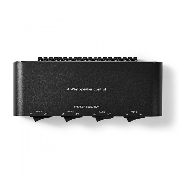 Nedis Speaker Control Box | 4-Poorts poort(en) | Terminal Schroeven | Luidspreker Impedantie: 4-16 Ohm | Maximale Belasting per Kanaal: 200 W | Aluminium | Zwart