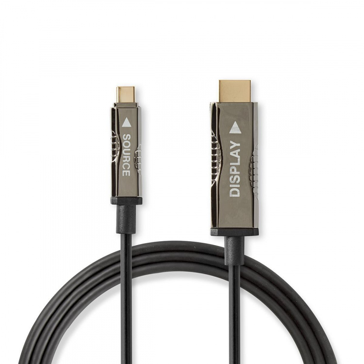 Nedis Actieve Optische USB-Kabel | USB-C™ Male | HDMI™ Connector | 18 Gbps | 50.0 m | Rond | PVC | Zwart | Gift Box