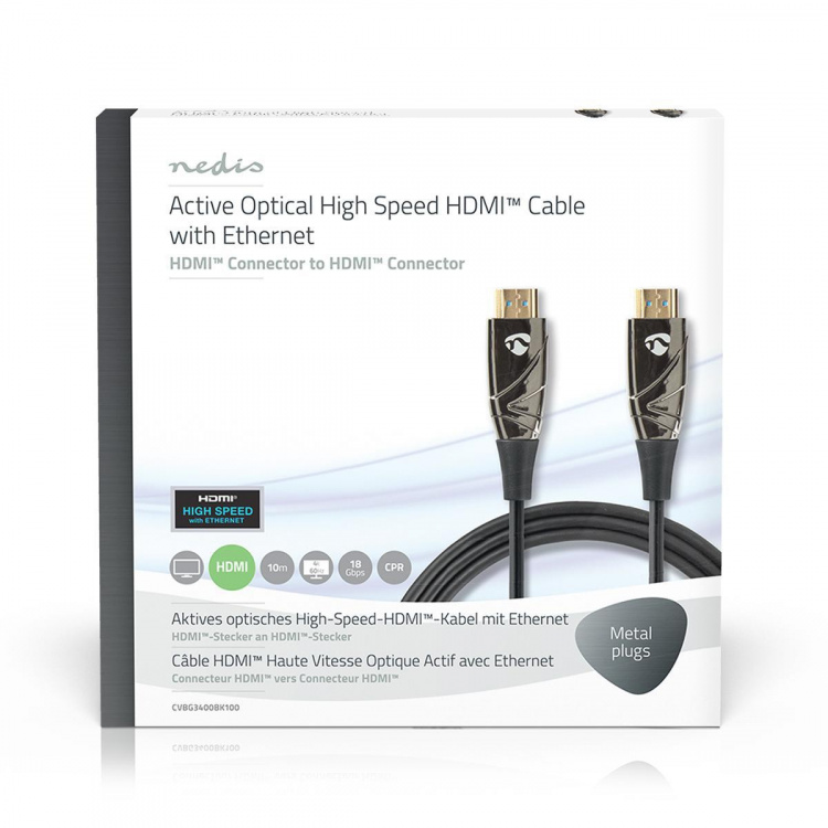 Nedis Actieve Optische High Speed HDMI™-Kabel met Ethernet | HDMI™ Connector | HDMI™ Connector | 4K@60Hz | 18 Gbps | 10.0 m | Rond | PVC | Zwart | Gift Box Nedis Actieve Optische High Speed HDMI™-Kabel met Ethernet | HDMI™ Connector | HDMI™ Connector | 4K@60Hz | 18 Gbps | 10.0 m | Rond | PVC | Zwart | Gift Box