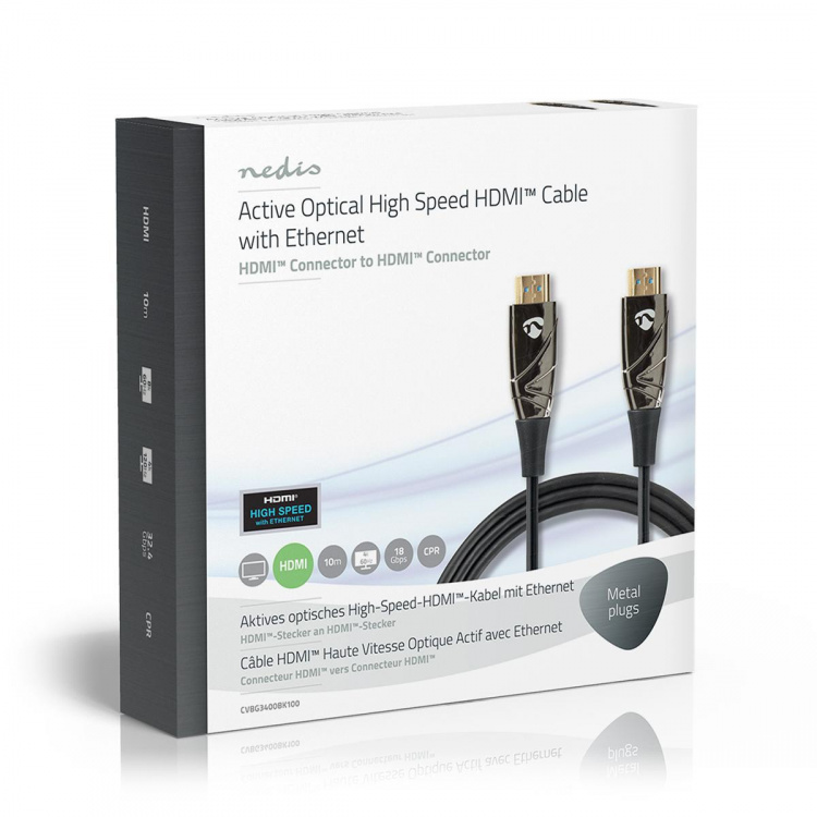 Nedis Actieve Optische High Speed HDMI™-Kabel met Ethernet | HDMI™ Connector | HDMI™ Connector | 4K@60Hz | 18 Gbps | 10.0 m | Rond | PVC | Zwart | Gift Box Nedis Actieve Optische High Speed HDMI™-Kabel met Ethernet | HDMI™ Connector | HDMI™ Connector | 4K@60Hz | 18 Gbps | 10.0 m | Rond | PVC | Zwart | Gift Box