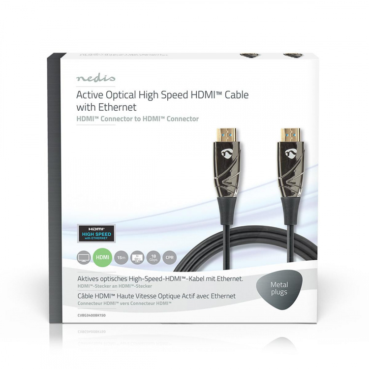 Nedis Actieve Optische High Speed HDMI™-Kabel met Ethernet | HDMI™ Connector | HDMI™ Connector | 4K@60Hz | 18 Gbps | 15.0 m | Rond | PVC | Zwart | Gift Box Nedis Actieve Optische High Speed HDMI™-Kabel met Ethernet | HDMI™ Connector | HDMI™ Connector | 4K@60Hz | 18 Gbps | 15.0 m | Rond | PVC | Zwart | Gift Box