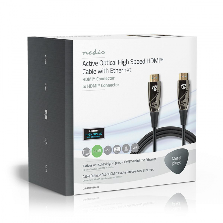 Nedis Actieve Optische High Speed HDMI™-Kabel met Ethernet | HDMI™ Connector | HDMI™ Connector | 4K@60Hz | 18 Gbps | 40.0 m | Rond | PVC | Zwart | Gift Box