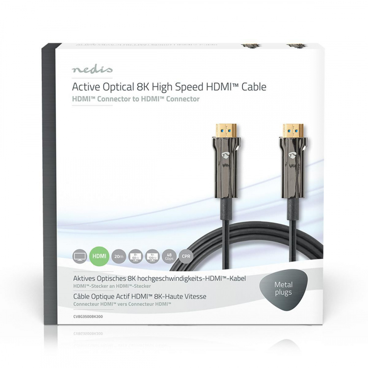 Nedis Actieve Optische Ultra High Speed HDMI™-Kabel met Ethernet | HDMI™ Connector | HDMI™ Connector | 8K@60Hz | 48 Gbps | 20.0 m | Rond | PVC | Zwart | Gift Box Nedis Actieve Optische Ultra High Speed HDMI™-Kabel met Ethernet | HDMI™ Connector | HDMI™ Connector | 8K@60Hz | 48 Gbps | 20.0 m | Rond | PVC | Zwart | Gift Box