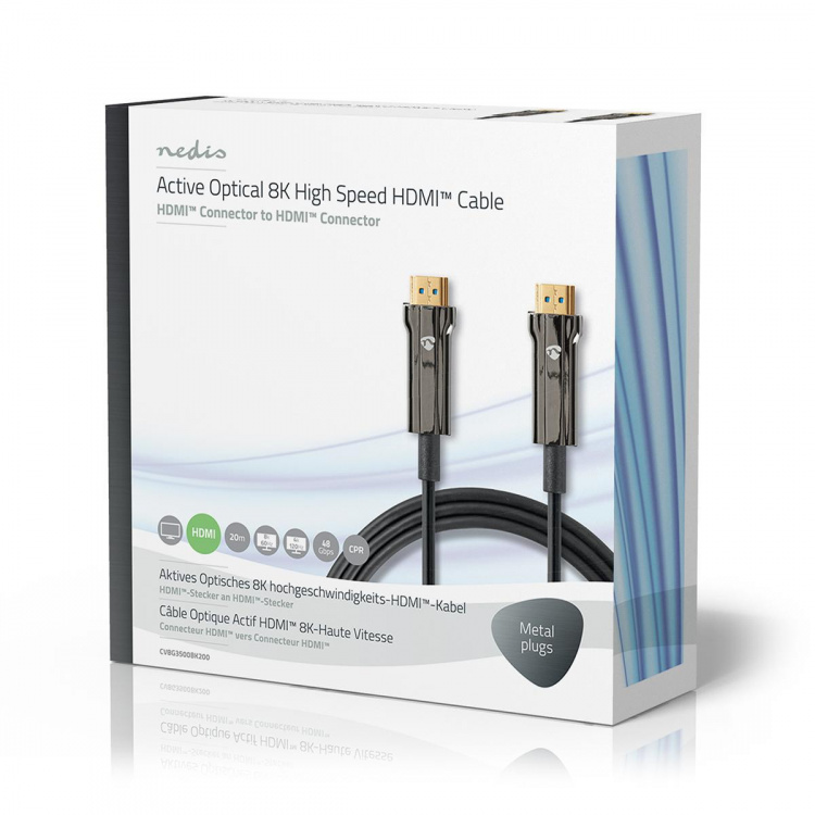 Nedis Actieve Optische Ultra High Speed HDMI™-Kabel met Ethernet | HDMI™ Connector | HDMI™ Connector | 8K@60Hz | 48 Gbps | 20.0 m | Rond | PVC | Zwart | Gift Box Nedis Actieve Optische Ultra High Speed HDMI™-Kabel met Ethernet | HDMI™ Connector | HDMI™ Connector | 8K@60Hz | 48 Gbps | 20.0 m | Rond | PVC | Zwart | Gift Box