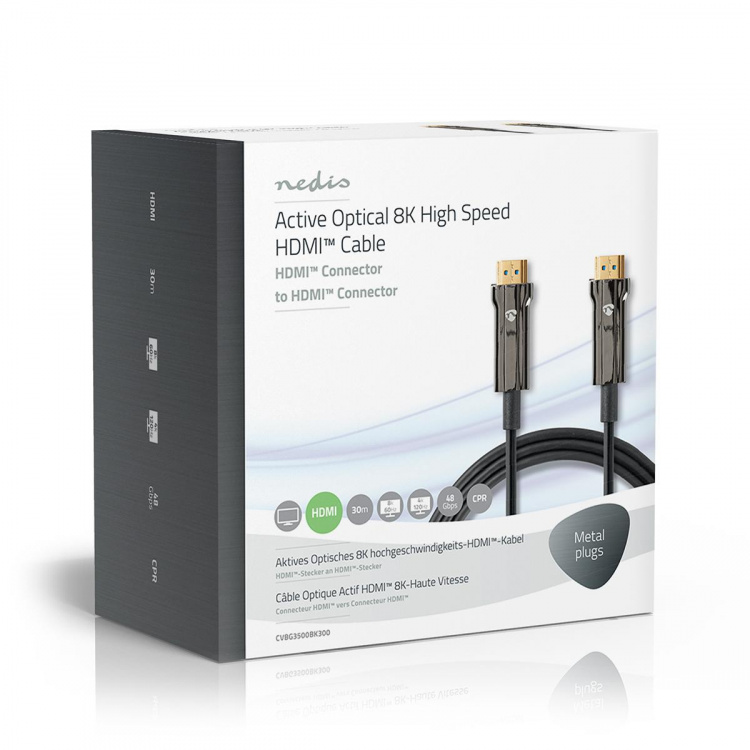 Nedis Actieve Optische Ultra High Speed HDMI™-Kabel met Ethernet | HDMI™ Connector | HDMI™ Connector | 8K@60Hz | 48 Gbps | 30.0 m | Rond | PVC | Zwart | Gift Box Nedis Actieve Optische Ultra High Speed HDMI™-Kabel met Ethernet | HDMI™ Connector | HDMI™ Connector | 8K@60Hz | 48 Gbps | 30.0 m | Rond | PVC | Zwart | Gift Box