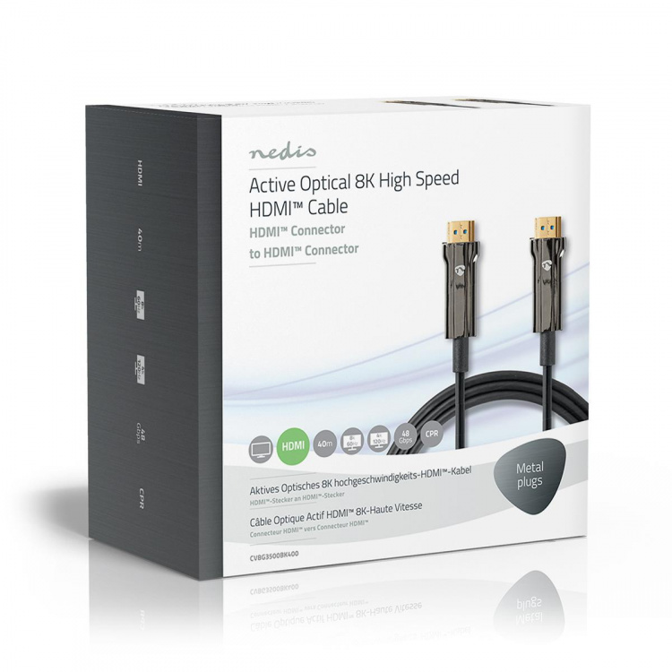 Nedis Actieve Optische Ultra High Speed HDMI™-Kabel met Ethernet | HDMI™ Connector | HDMI™ Connector | 8K@60Hz | 48 Gbps | 40.0 m | Rond | PVC | Zwart | Gift Box Nedis Actieve Optische Ultra High Speed HDMI™-Kabel met Ethernet | HDMI™ Connector | HDMI™ Connector | 8K@60Hz | 48 Gbps | 40.0 m | Rond | PVC | Zwart | Gift Box