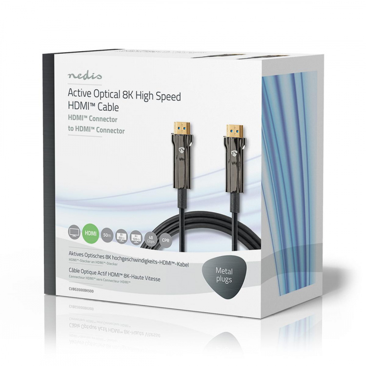 Nedis Actieve Optische Ultra High Speed HDMI™-Kabel met Ethernet | HDMI™ Connector | HDMI™ Connector | 8K@60Hz | 48 Gbps | 50.0 m | Rond | PVC | Zwart | Gift Box Nedis Actieve Optische Ultra High Speed HDMI™-Kabel met Ethernet | HDMI™ Connector | HDMI™ Connector | 8K@60Hz | 48 Gbps | 50.0 m | Rond | PVC | Zwart | Gift Box