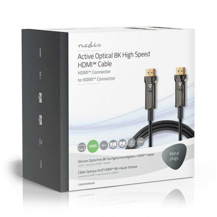 Nedis Actieve Optische Ultra High Speed HDMI™-Kabel met Ethernet | HDMI™ Connector | HDMI™ Connector | 8K@60Hz | 48 Gbps | 50.0 m | Rond | PVC | Zwart | Gift Box Nedis Actieve Optische Ultra High Speed HDMI™-Kabel met Ethernet | HDMI™ Connector | HDMI™ Connector | 8K@60Hz | 48 Gbps | 50.0 m | Rond | PVC | Zwart | Gift Box