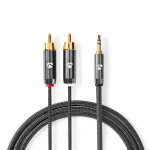 Nedis Stereo-Audiokabel | 3,5 mm Male | 2x RCA Male | Verguld | 1.00 m | Rond | Grijs / Gun Metal Grijs | Cover Window Box Nedis Stereo-Audiokabel | 3,5 mm Male | 2x RCA Male | Verguld | 1.00 m | Rond | Grijs / Gun Metal Grijs | Cover Window Box