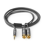 Nedis Stereo-Audiokabel | 3,5 mm Male | 2x RCA Male | Verguld | 1.00 m | Rond | Grijs / Gun Metal Grijs | Cover Window Box Nedis Stereo-Audiokabel | 3,5 mm Male | 2x RCA Male | Verguld | 1.00 m | Rond | Grijs / Gun Metal Grijs | Cover Window Box