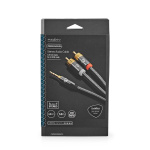 Nedis Stereo-Audiokabel | 3,5 mm Male | 2x RCA Male | Verguld | 1.00 m | Rond | Grijs / Gun Metal Grijs | Cover Window Box Nedis Stereo-Audiokabel | 3,5 mm Male | 2x RCA Male | Verguld | 1.00 m | Rond | Grijs / Gun Metal Grijs | Cover Window Box