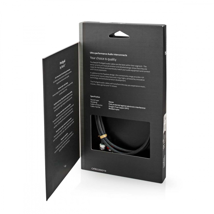 Nedis Stereo-Audiokabel | 3,5 mm Male | 2x RCA Male | Verguld | 1.00 m | Rond | Grijs / Gun Metal Grijs | Cover Window Box Nedis Stereo-Audiokabel | 3,5 mm Male | 2x RCA Male | Verguld | 1.00 m | Rond | Grijs / Gun Metal Grijs | Cover Window Box