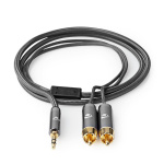 Nedis Stereo-Audiokabel | 3,5 mm Male | 2x RCA Male | Verguld | 2.00 m | Rond | Grijs / Gun Metal Grijs | Cover Window Box Nedis Stereo-Audiokabel | 3,5 mm Male | 2x RCA Male | Verguld | 2.00 m | Rond | Grijs / Gun Metal Grijs | Cover Window Box