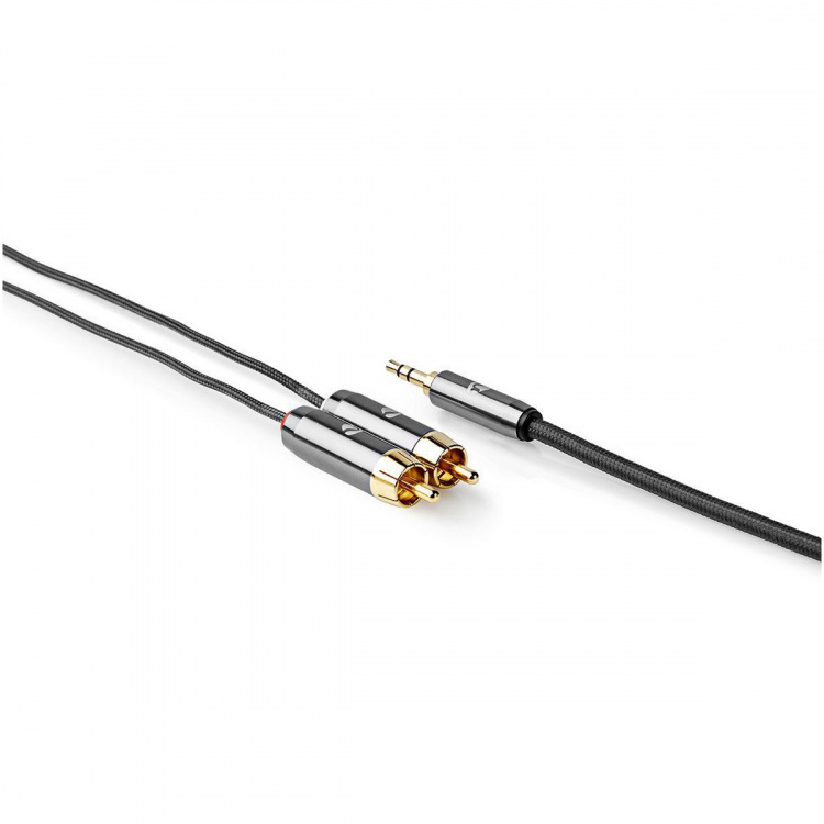 Nedis Stereo-Audiokabel | 3,5 mm Male | 2x RCA Male | Verguld | 2.00 m | Rond | Grijs / Gun Metal Grijs | Cover Window Box Nedis Stereo-Audiokabel | 3,5 mm Male | 2x RCA Male | Verguld | 2.00 m | Rond | Grijs / Gun Metal Grijs | Cover Window Box