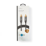 Nedis Subwoofer-Kabel | RCA Male | RCA Male | Verguld | 3.00 m | Rond | 4.5 mm | Antraciet / Gun Metal Grijs | Cover Box