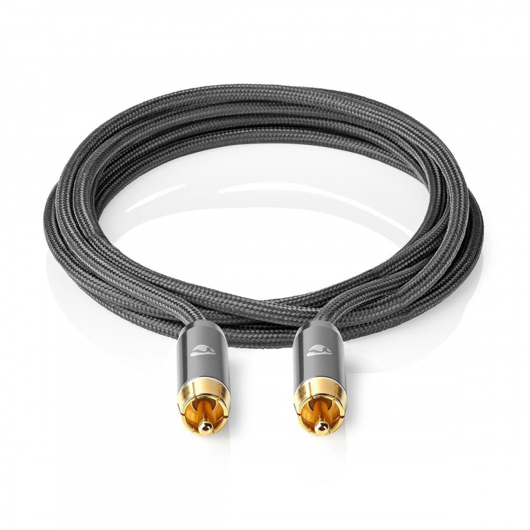 Nedis Subwoofer-Kabel | RCA Male | RCA Male | Verguld | 5.00 m | Rond | 4.5 mm | Antraciet / Gun Metal Grijs | Cover Box Nedis Subwoofer-Kabel | RCA Male | RCA Male | Verguld | 5.00 m | Rond | 4.5 mm | Antraciet / Gun Metal Grijs | Cover Box