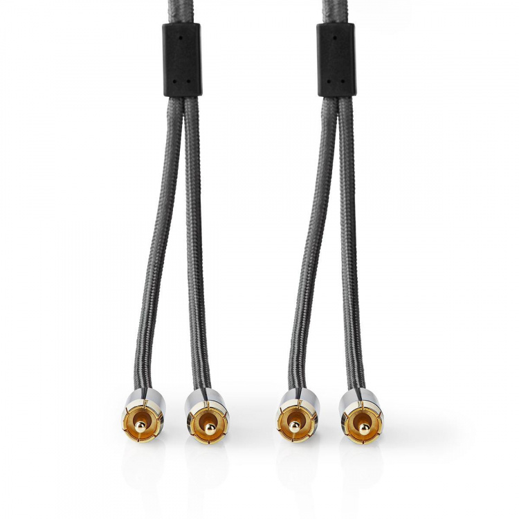 Nedis Stereo-Audiokabel | 2x RCA Male | 2x RCA Male | Verguld | 1.00 m | Rond | Grijs / Gun Metal Grijs | Cover Window Box Nedis Stereo-Audiokabel | 2x RCA Male | 2x RCA Male | Verguld | 1.00 m | Rond | Grijs / Gun Metal Grijs | Cover Window Box