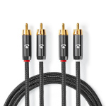 Nedis Stereo-Audiokabel | 2x RCA Male | 2x RCA Male | Verguld | 2.00 m | Rond | Grijs / Gun Metal Grijs | Cover Window Box Nedis Stereo-Audiokabel | 2x RCA Male | 2x RCA Male | Verguld | 2.00 m | Rond | Grijs / Gun Metal Grijs | Cover Window Box