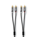 Nedis Stereo-Audiokabel | 2x RCA Male | 2x RCA Male | Verguld | 2.00 m | Rond | Grijs / Gun Metal Grijs | Cover Window Box Nedis Stereo-Audiokabel | 2x RCA Male | 2x RCA Male | Verguld | 2.00 m | Rond | Grijs / Gun Metal Grijs | Cover Window Box