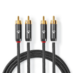 Nedis Stereo-Audiokabel | 2x RCA Male | 2x RCA Male | Verguld | 5.00 m | Rond | Grijs / Gun Metal Grijs | Cover Window Box Nedis Stereo-Audiokabel | 2x RCA Male | 2x RCA Male | Verguld | 5.00 m | Rond | Grijs / Gun Metal Grijs | Cover Window Box