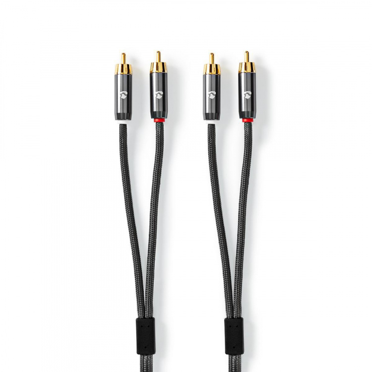 Nedis Stereo-Audiokabel | 2x RCA Male | 2x RCA Male | Verguld | 5.00 m | Rond | Grijs / Gun Metal Grijs | Cover Window Box Nedis Stereo-Audiokabel | 2x RCA Male | 2x RCA Male | Verguld | 5.00 m | Rond | Grijs / Gun Metal Grijs | Cover Window Box
