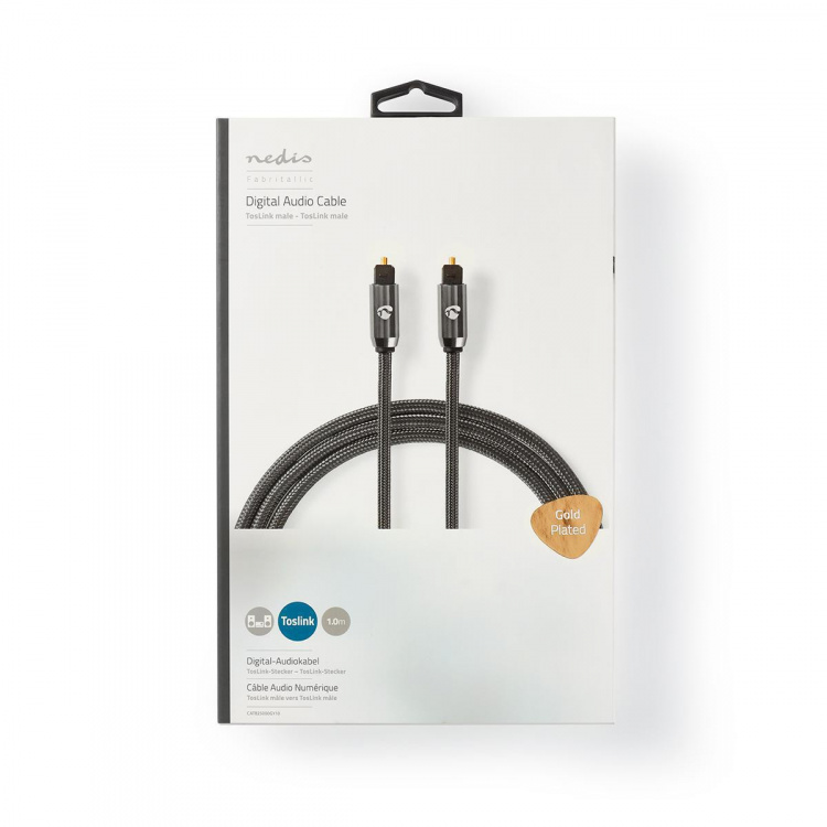 Nedis Optische Audiokabel | TosLink Male | TosLink Male | 1.00 m | Rond | Katoen | Gun Metal Grijs | Cover Window Box