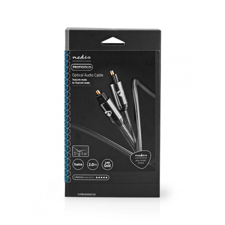 Nedis Optische Audiokabel | TosLink Male | TosLink Male | 2.00 m | Rond | Katoen | Gun Metal Grijs | Cover Window Box Nedis Optische Audiokabel | TosLink Male | TosLink Male | 2.00 m | Rond | Katoen | Gun Metal Grijs | Cover Window Box
