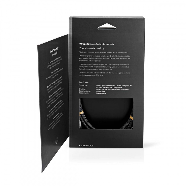 Nedis Optische Audiokabel | TosLink Male | TosLink Male | 2.00 m | Rond | Katoen | Gun Metal Grijs | Cover Window Box Nedis Optische Audiokabel | TosLink Male | TosLink Male | 2.00 m | Rond | Katoen | Gun Metal Grijs | Cover Window Box