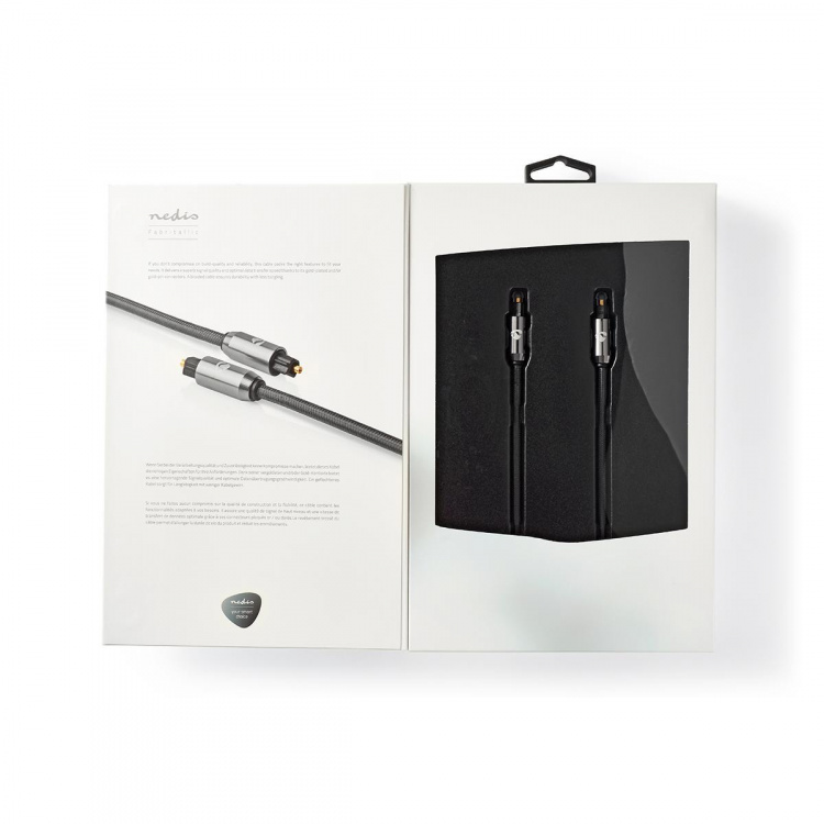 Nedis Optische Audiokabel | TosLink Male | TosLink Male | 3.00 m | Rond | Katoen | Gun Metal Grijs | Cover Window Box Nedis Optische Audiokabel | TosLink Male | TosLink Male | 3.00 m | Rond | Katoen | Gun Metal Grijs | Cover Window Box