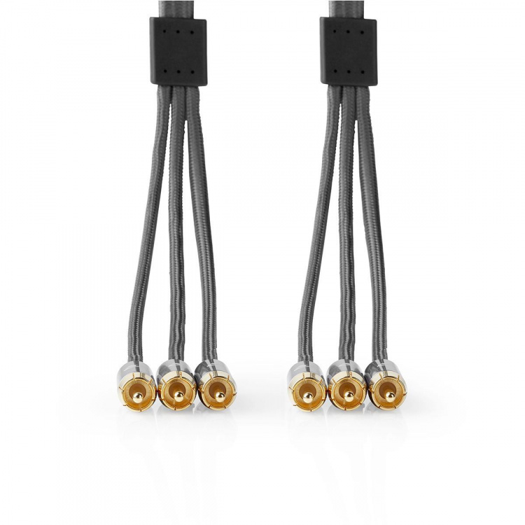 Nedis Composiet Videokabel | 3x RCA Male | 3x RCA Male | Verguld | 480p | 2.00 m | Rond | Katoen | Antraciet / Gun Metal Grijs | Cover Window Box
