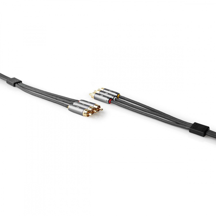 Nedis Composiet Videokabel | 3x RCA Male | 3x RCA Male | Verguld | 480p | 2.00 m | Rond | Katoen | Antraciet / Gun Metal Grijs | Cover Window Box