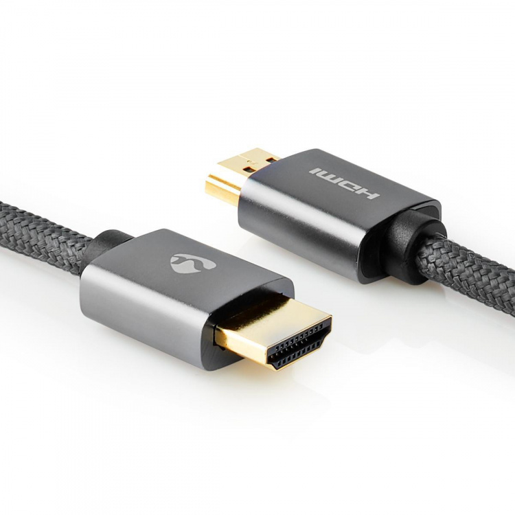 Nedis High Speed HDMI™-Kabel met Ethernet | HDMI™ Connector | HDMI™ Connector | 4K@60Hz | ARC | 18 Gbps | 2.00 m | Rond | Katoen | Gun Metal Grijs | Cover Window Box Nedis High Speed HDMI™-Kabel met Ethernet | HDMI™ Connector | HDMI™ Connector | 4K@60Hz | ARC | 18 Gbps | 2.00 m | Rond | Katoen | Gun Metal Grijs | Cover Window Box