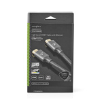 Nedis High Speed HDMI™-Kabel met Ethernet | HDMI™ Connector | HDMI™ Connector | 4K@60Hz | ARC | 18 Gbps | 2.00 m | Rond | Katoen | Gun Metal Grijs | Cover Window Box Nedis High Speed HDMI™-Kabel met Ethernet | HDMI™ Connector | HDMI™ Connector | 4K@60Hz | ARC | 18 Gbps | 2.00 m | Rond | Katoen | Gun Metal Grijs | Cover Window Box