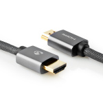 Nedis High Speed ​​HDMI™-Kabel met Ethernet | HDMI™ Connector | HDMI™ Connector | 4K@60Hz | ARC | 18 Gbps | 3.00 m | Rond | Katoen | Gun Metal Grijs | Cover Window Box