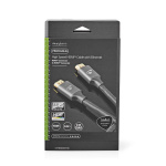Nedis High Speed ​​HDMI™-Kabel met Ethernet | HDMI™ Connector | HDMI™ Connector | 4K@60Hz | ARC | 18 Gbps | 3.00 m | Rond | Katoen | Gun Metal Grijs | Cover Window Box