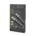 Nedis High Speed ​​HDMI™-Kabel met Ethernet | HDMI™ Connector | HDMI™ Connector | 4K@60Hz | ARC | 18 Gbps | 3.00 m | Rond | Katoen | Gun Metal Grijs | Cover Window Box