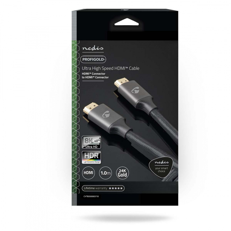 Nedis Ultra High Speed ​​HDMI™-Kabel | HDMI™ Connector | HDMI™ Connector | 8K@60Hz | 48 Gbps | 1.00 m | Rond | 6.3 mm | Gun Metal Grijs | Cover Window Box
