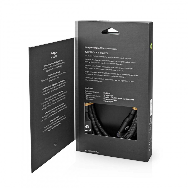 Nedis Ultra High Speed HDMI™-Kabel | HDMI™ Connector | HDMI™ Connector | 8K@60Hz | 48 Gbps | 2.00 m | Rond | 6.3 mm | Gun Metal Grijs | Cover Window Box Nedis Ultra High Speed HDMI™-Kabel | HDMI™ Connector | HDMI™ Connector | 8K@60Hz | 48 Gbps | 2.00 m | Rond | 6.3 mm | Gun Metal Grijs | Cover Window Box