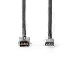 Nedis High Speed ​​HDMI™-Kabel met Ethernet | HDMI™ Connector | HDMI™ Mini-Connector | 4K@60Hz | 18 Gbps | 2.00 m | Rond | Katoen | Antraciet / Gun Metal Grijs | Cover Window Box