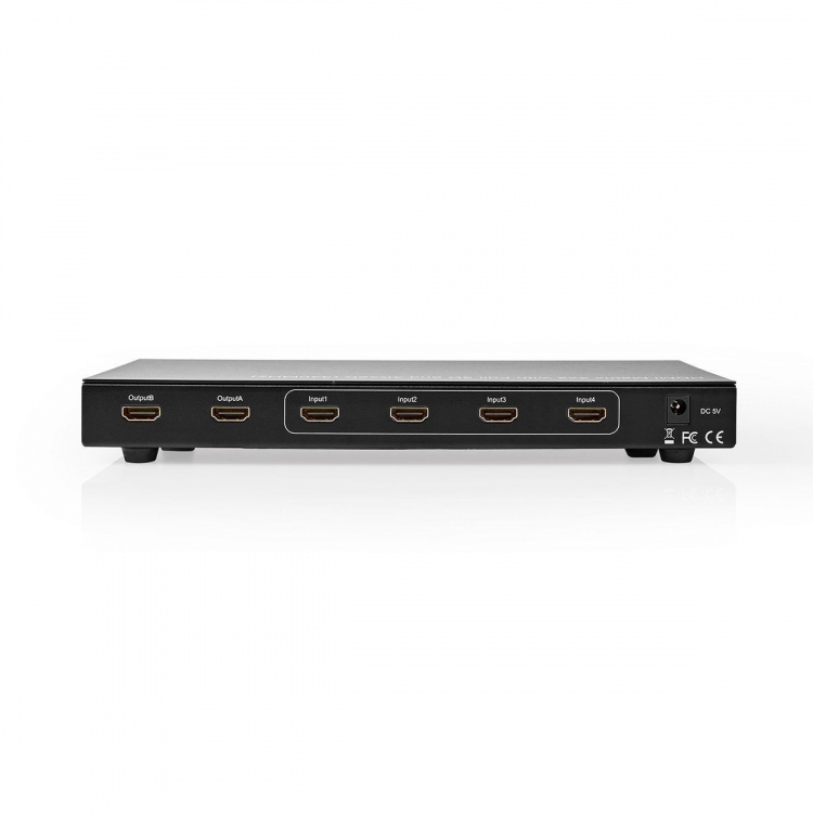 Nedis HDMI™ Matrix-Switch | 4 x 2-Poorts poort(en) | 4x HDMI™ Input | 2x HDMI™ Output | 4K@30Hz | 3.4 Gbps | Afstandbestuurbaar | Metaal | Antraciet
