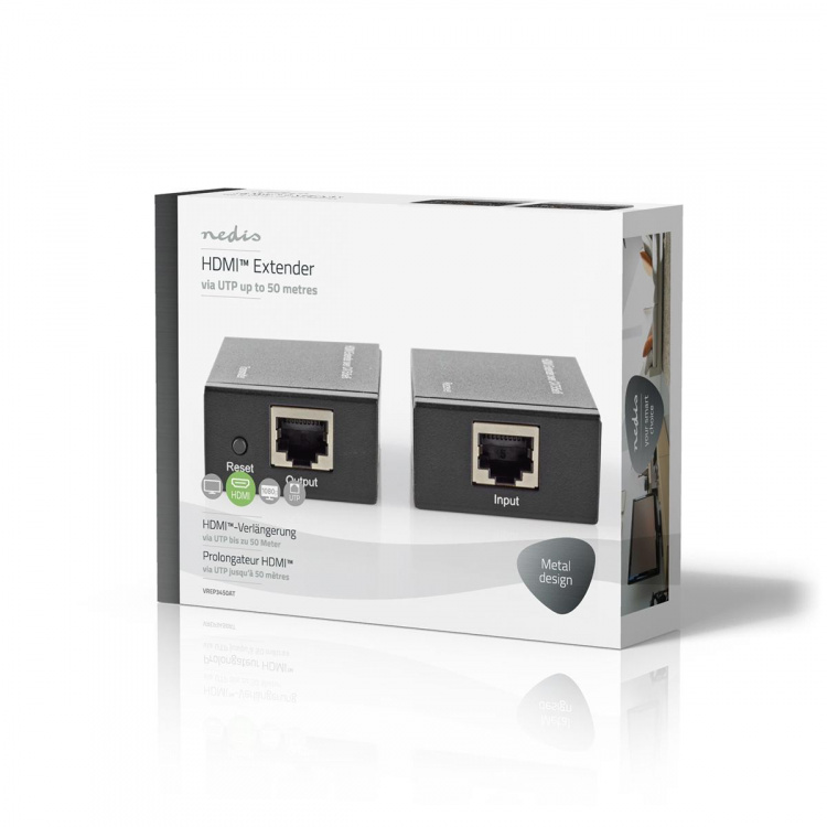 Nedis HDMI™-Extender | Over Cat6 | tot 60 m | 1080p | 1.65 Gbps | Metaal | Antraciet