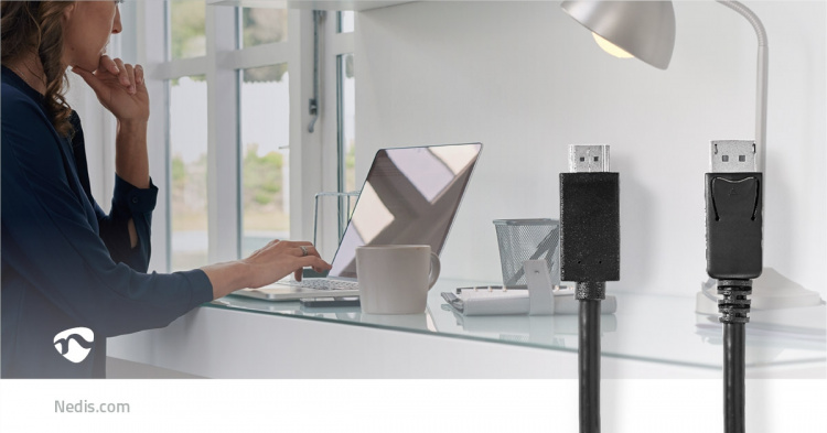 Nedis DisplayPort-Kabel | DisplayPort Male | HDMI™ Connector | 4K@60Hz | Vernikkeld | 2.00 m | Rond | PVC | Zwart | Doos Nedis DisplayPort-Kabel | DisplayPort Male | HDMI™ Connector | 4K@60Hz | Vernikkeld | 2.00 m | Rond | PVC | Zwart | Doos