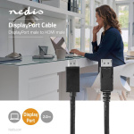 Nedis DisplayPort-Kabel | DisplayPort Male | HDMI™ Connector | 4K@60Hz | Vernikkeld | 2.00 m | Rond | PVC | Zwart | Polybag Nedis DisplayPort-Kabel | DisplayPort Male | HDMI™ Connector | 4K@60Hz | Vernikkeld | 2.00 m | Rond | PVC | Zwart | Polybag